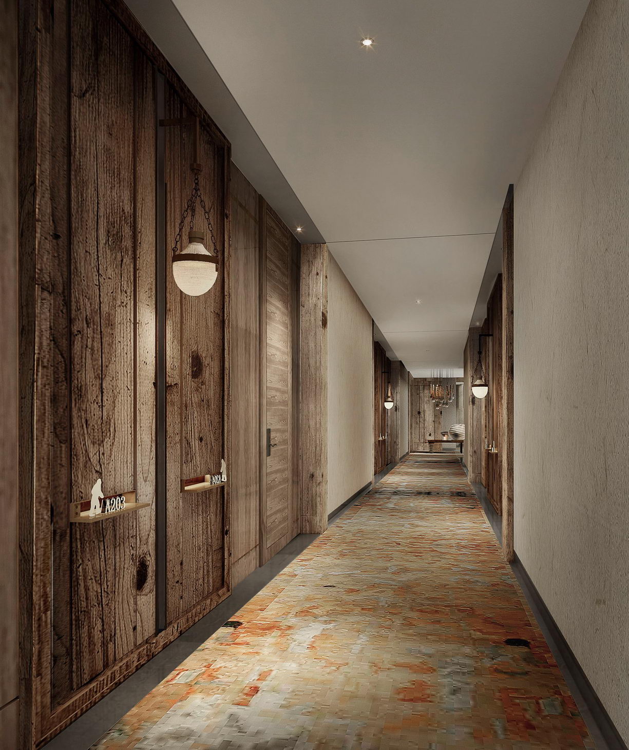 品牌特色主题酒店设计作品-神农架皇冠假日酒店客房走廊
